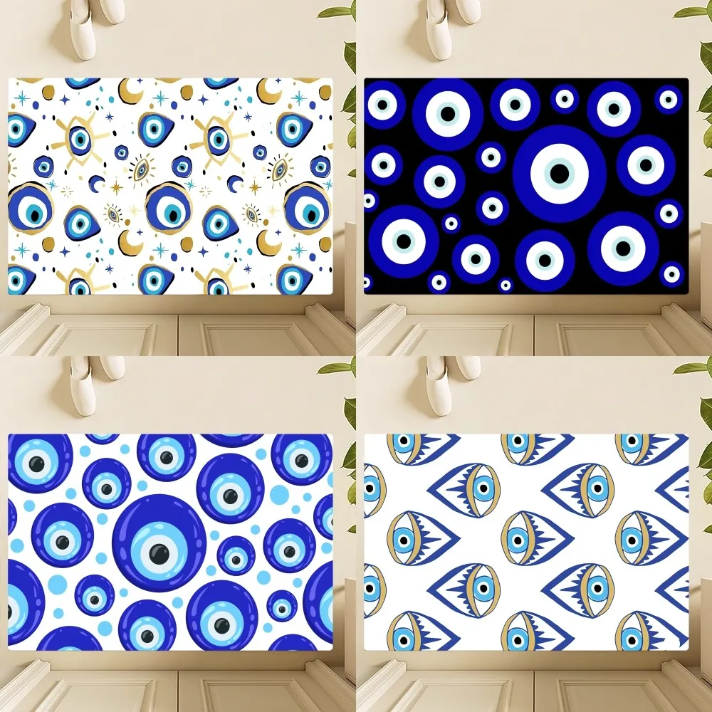 Lucky Eye Blue Evil Eyes Floor Mat Bedroom Kitchen Door Bath House Super Absorbent Foot Non-slip