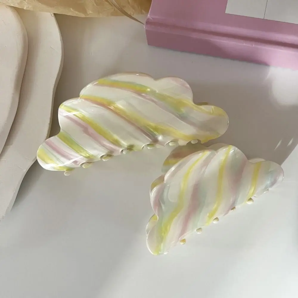 Sweet Rainbow Cloud Acetic Hair Claw Stripe Colorful Stripe Shark Clip Irregular Geometric Rainbow Hair Clip Wash Face