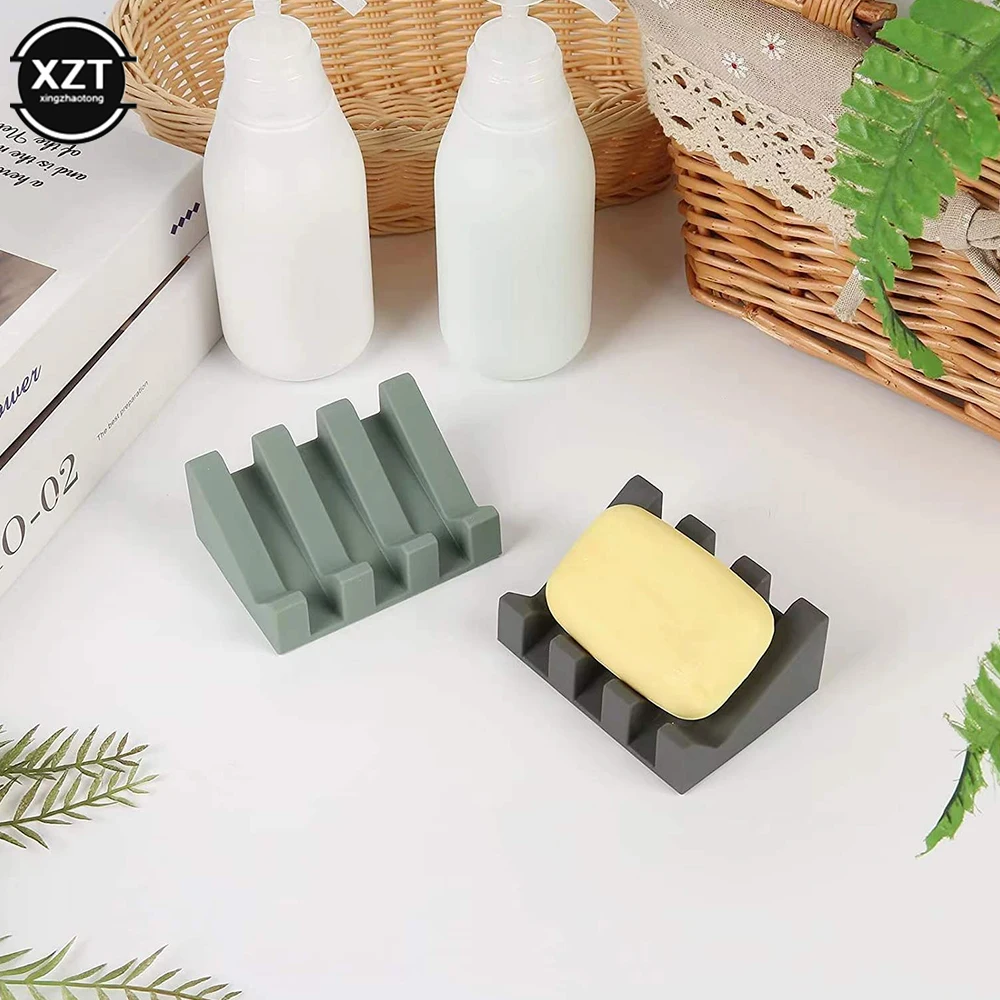 Househome Silicone Soap Dish Soap Dispenser Tilt Drain Soap Box Bathroom Bath Soap Storage Holder Kitchen Sponge Storage Rack