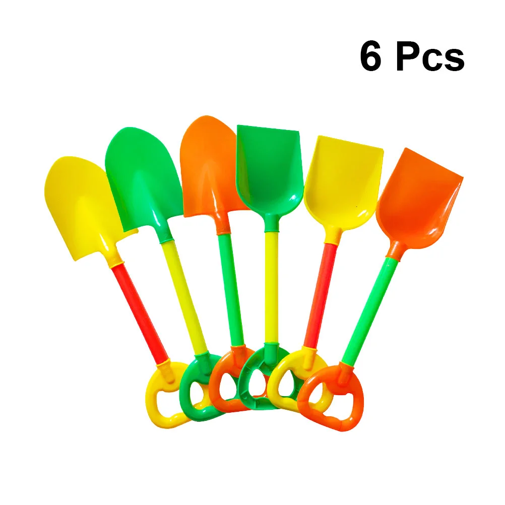 6pcs Plastic Sand Scoop Beach Toy Sand Toy Lightweight Bright Color for Kids (Style and Color Random)