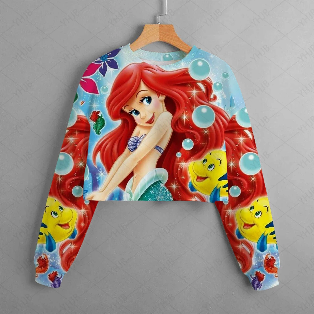 Spring And Autumn Disney Series Ariel Princess Hoodies Girls Long Sleeves Fashion Sweatshirts Mermaid Cartoon Casual Hooded Tops