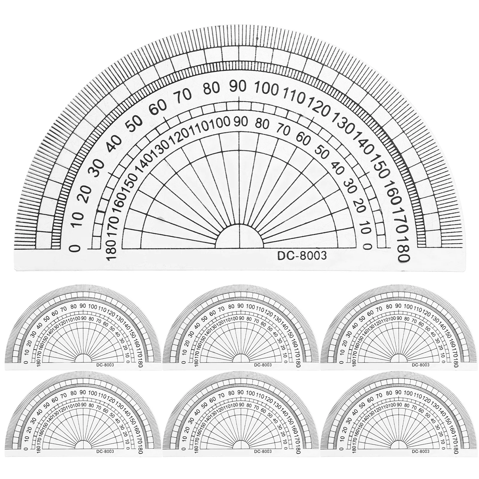 10Pcs Geometry Protractor Clear Plastic Half Round 180 Degree Math Measuring Tool for School Office Student Supplies