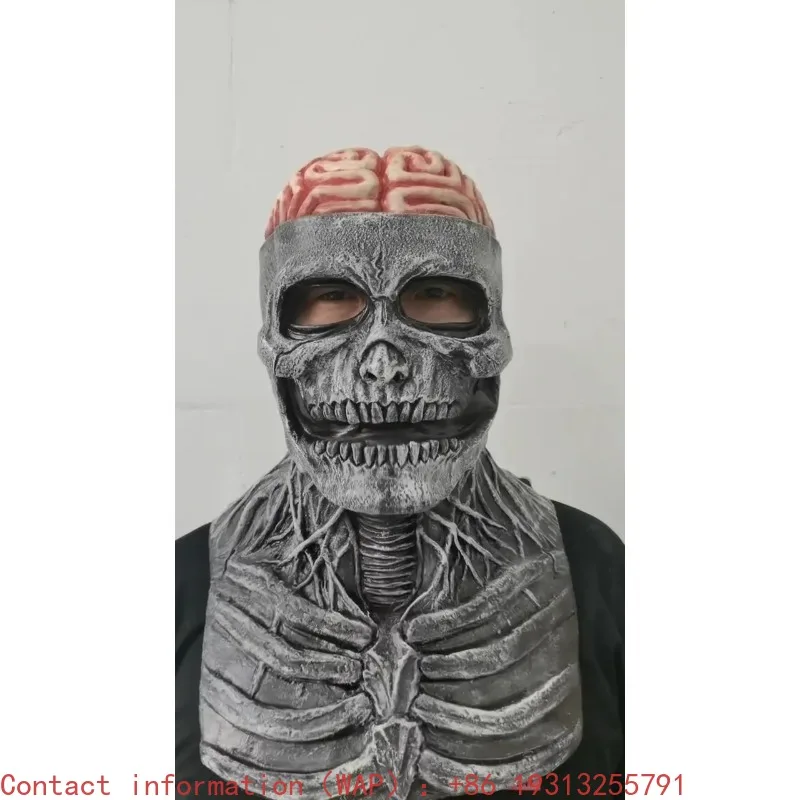

【Best-selling】Skull Mask Scary Full Skeleton Headgear Creepy Biochemical Mask Realistic Halloween Latex Adult Horror Helmet