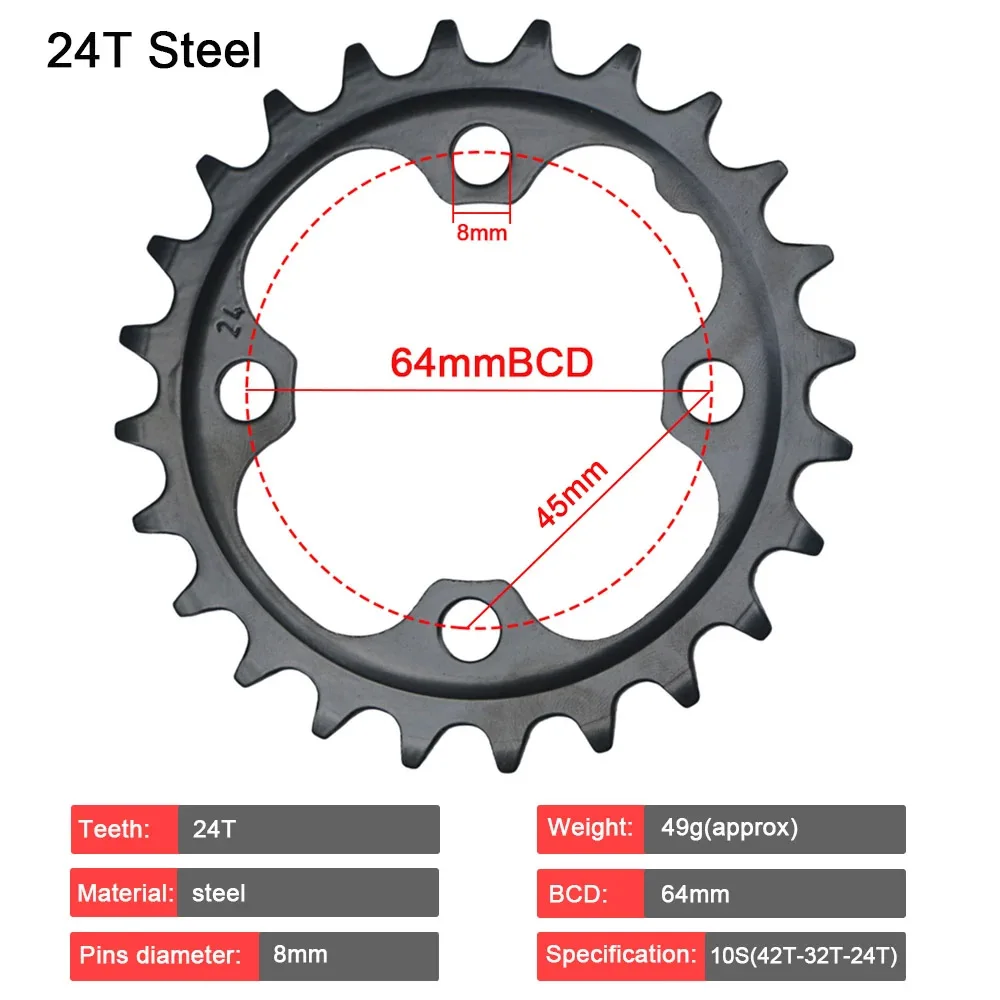 24T 32T 42T 10 Speed 10V Mountain Bike Chainwheel 42 Gear Chainring MTB Crank Chain Wheel Sprocket Groupset 104 BCD 64BCD Star