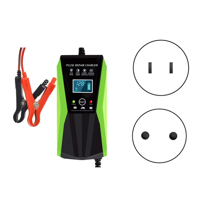 12V 10A Full Automatic Battery-Chargers Digital LCD Display Car Battery Chargers Power Puls Repair Chargers EU Plug Replacement