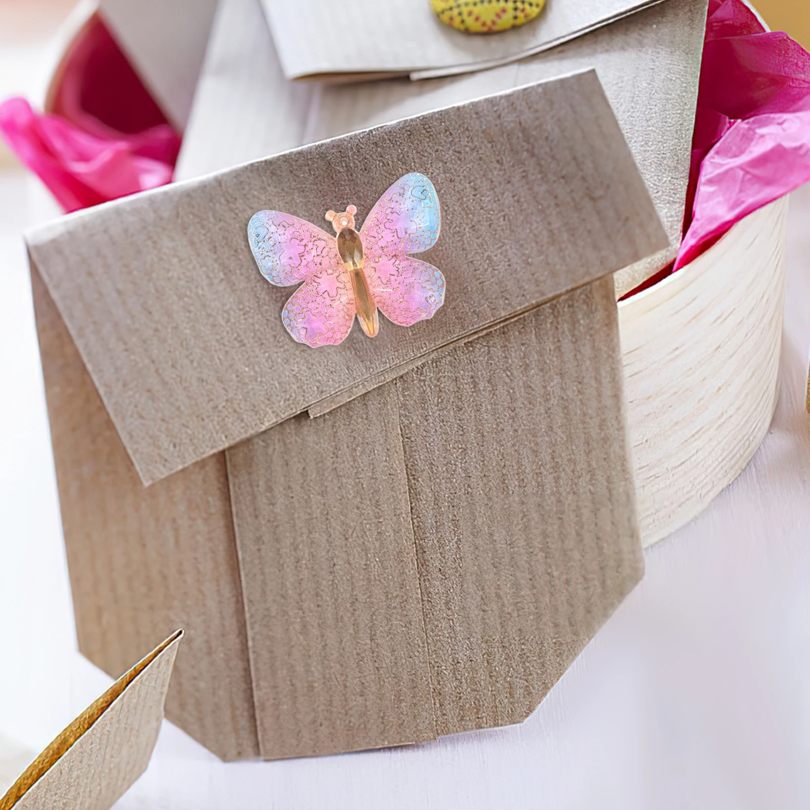 

40pcs Flatback Butterfly Appliques Crafting Charms DIY Supplies Crafting Decoration Wedding Decor Accessories Holes