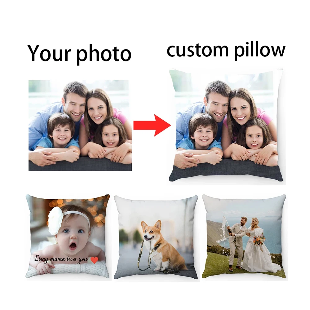 WUZIDREAM Custom Cushion Cover DIY Customized Throw Pillow Home Decorative Square Wedding Pet Baby Print Pillowcase DropShipping