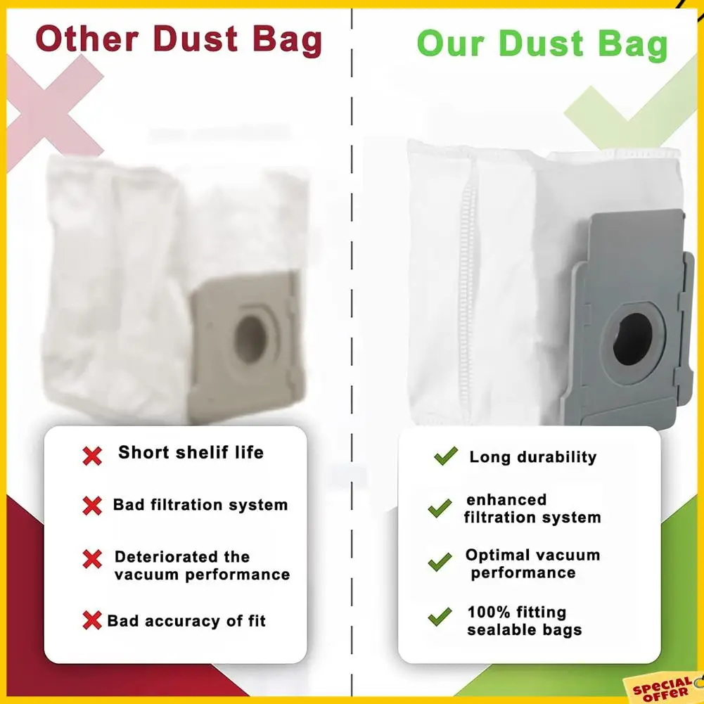 أكياس مكنسة A24P لأكياس Irobot Roomba I & S & J Series، أكياس بديلة لـ Irobot Roomba I7 I7+ I7plus، I3 I3+، I4 I4+