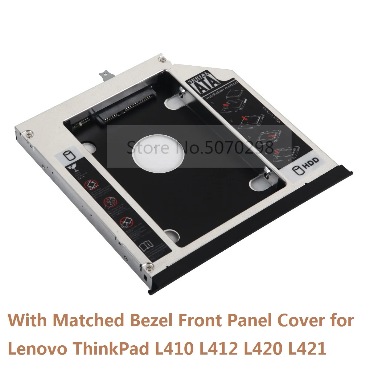 with Bezel + Bracket 2nd SATA 3.0 2.5" Hard Drive HDD SSD Optical Caddy Frame Tray for Lenovo ThinkPad SL410 L410 L412 L420 L421