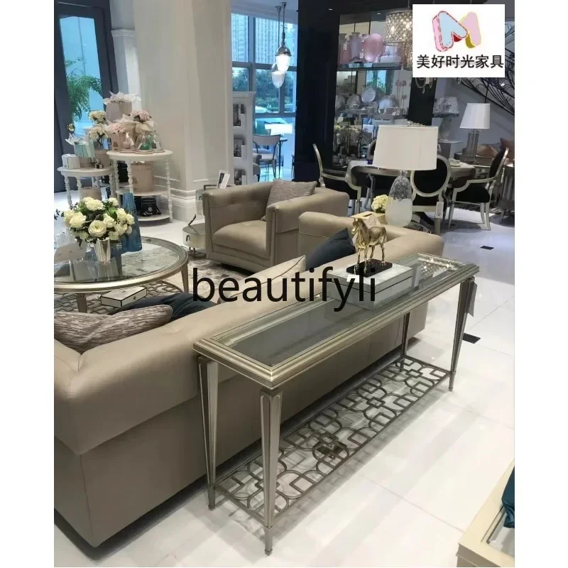 JJ45 American Style Decorative Table Sofa Back Table Metal Entryway  Light Luxury Wall Side Table Entryway Console