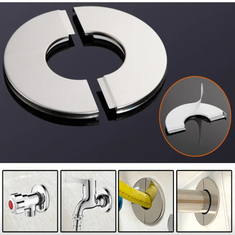 Pipe decoration cover snap on stainless steel angle valve water pipe heating pipe faucet circular opening cover self-adhesive
