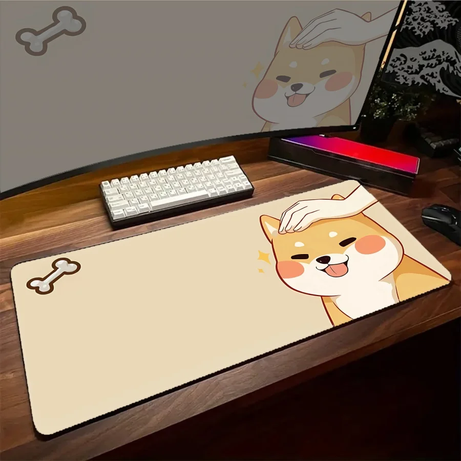 

Gaming Mousepad Kawaii Dog Smile XXL Large Mouse Pad Locking Edge Mouse Mat Gamer Keyboards Pads Rubber Large Desk Mats