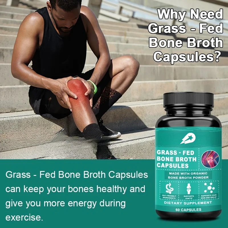 

Grass-Fed Bone Broth Capsules with Collagen From Organic Bone Broth Powder, Supports Nails, Hair, Joints and Digestive Health