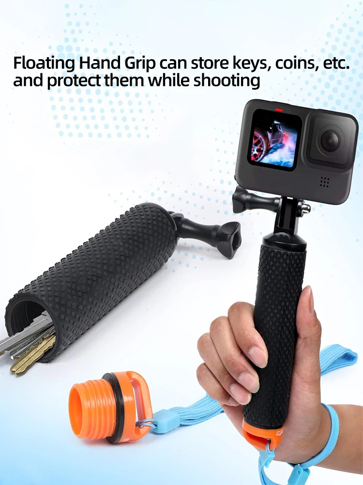 Floating Hand Grip Waterproof Handle Selfie Stick for GoPro Hero 13 12 11 10 9 8 7 5 Insta360 SJCAM AKASO DJI OSMO Action Camera