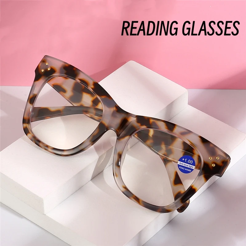 

New Oversized Anti Blue Light Reading Glasses High Definition Square Frame Presbyopia Eyeglasses Classic Transparent Eyewear