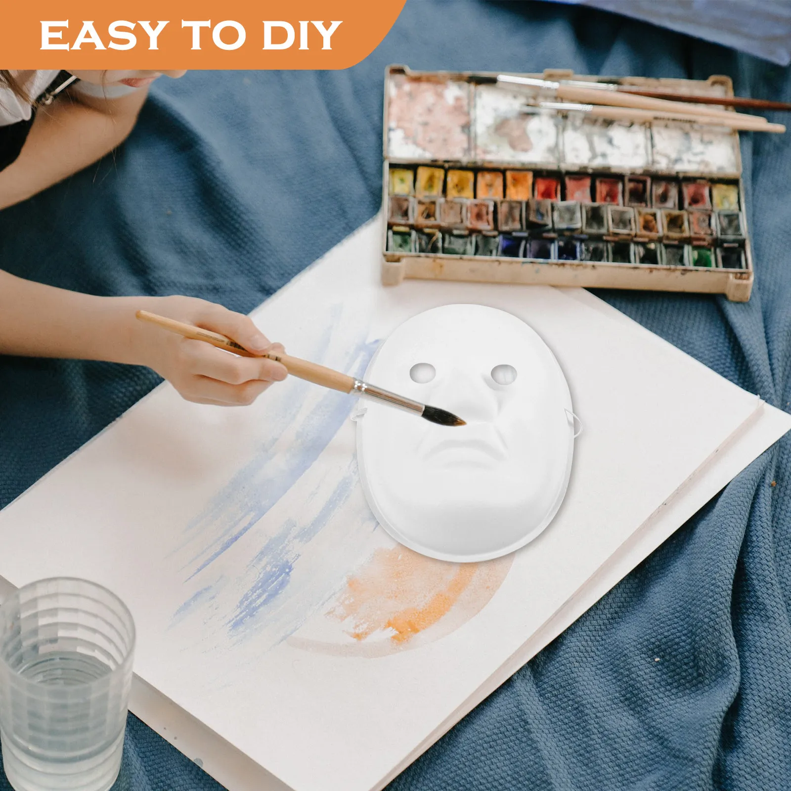 10-個ブランク男性フルフェイスマスク紙-diy-塗装可能なマスク子供の手描き用ハロウィンパーティーコスプレ衣装クラフト