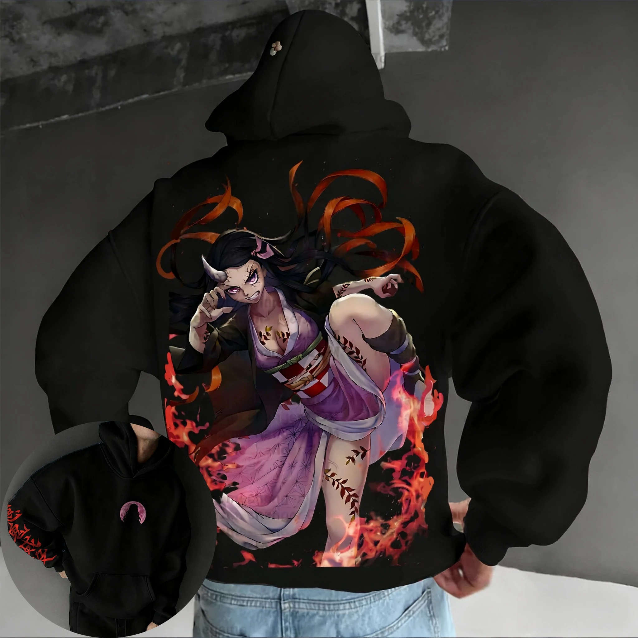 Bluza Anime Demon Slayer Jesień Zima Męska Damska Casual Harajuku Moda Streetwear Polar Długi Rękaw Pulower