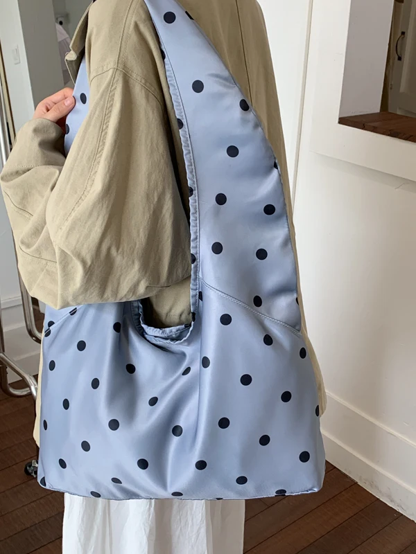 

2025 New Korean Sle Women's Large Capaci Simple Match All Single oulder Bag Faion Commuting Wave Dot Pattern Handbag
