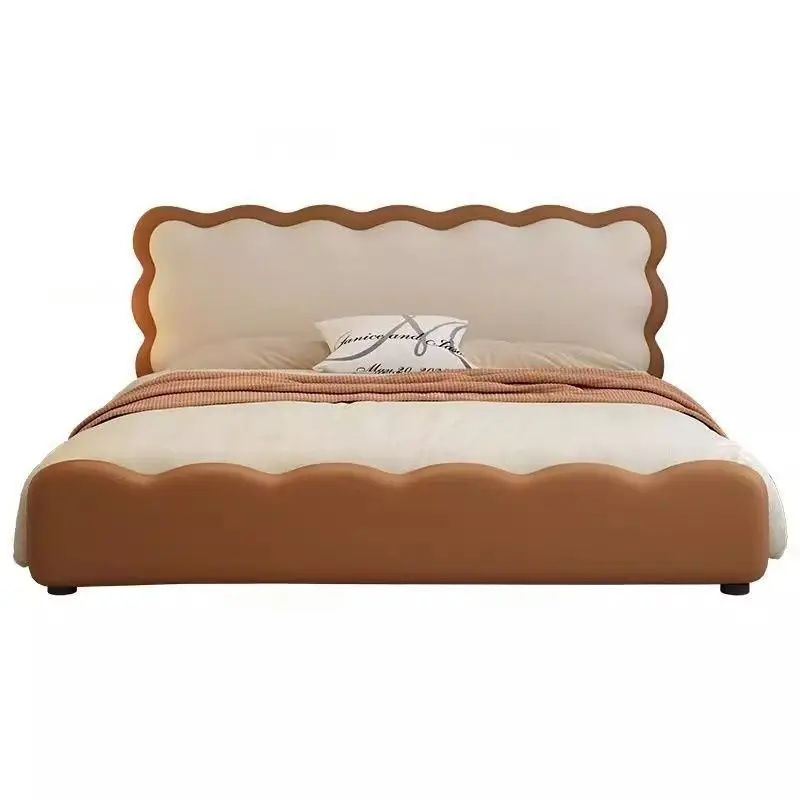 French cream style, leather bed, modern minimalism, medieval style, princess bed