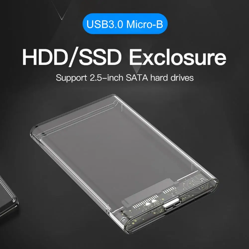 2.5 Inches Hard Disk Box Tool-free High Speed Transparent USB 3.0 SATA SDD HDD Enclosure Mobile Hard Drive Disk Box