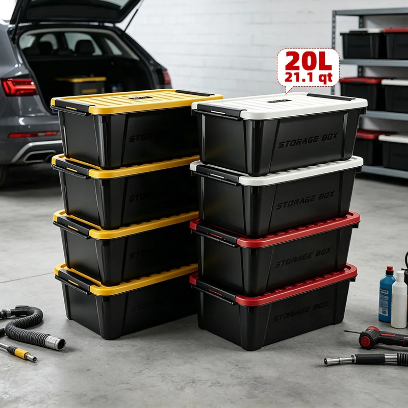 EKOA  Heavy Duty Storage Box with Lid, Stackable Plastic Storage Bins with Secure Latches & Reinforced Handles  Attic Clothes