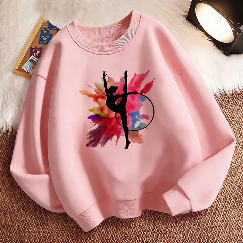 Rundhals-Mode Retro Tanzende Mädchen Bunter Hoodie Kinder-Sweatshirt Kapuzenpullover Mädchen Casual Hoodies Hip-Hop-Kleidung