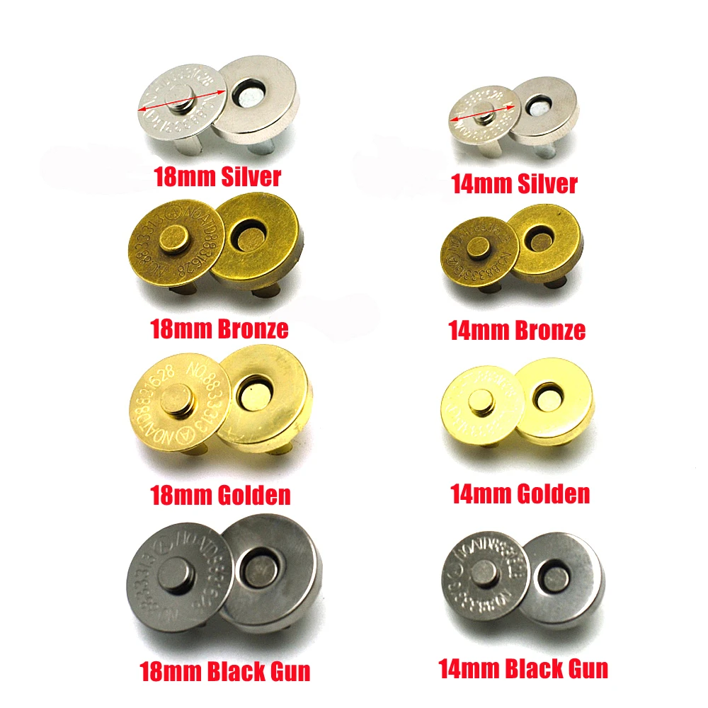 Magnetic Snap Fasteners Clasps Buttons Handbag Purse Wallet Craft Bags Parts Accessories 14mm 18mm