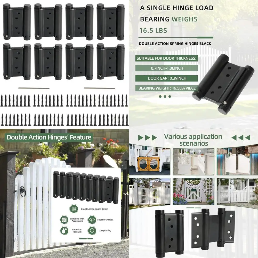 

Double Action Spring Hinges for Self-Closing Saloon Doors, 3-Inch Black, Suitable for Cafes, Pubs, and Swinging Entrances, 201 S