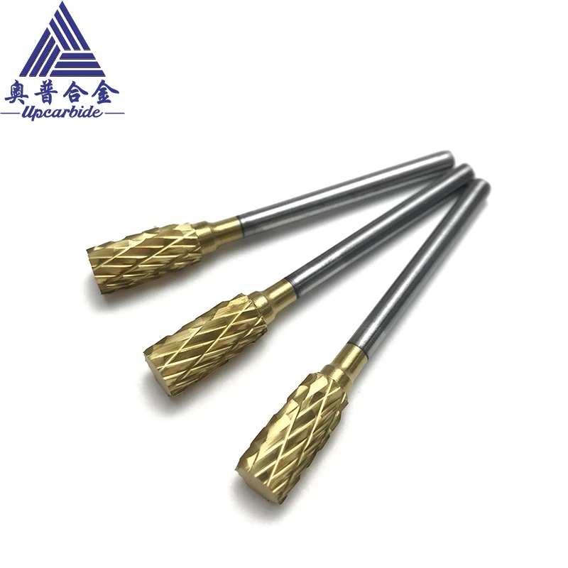 Double Flute Carbide Rotary Burrs Tool Set - Golden Coated Cemented Rotary Files for Metal Grinding (Manufacturer Direct)