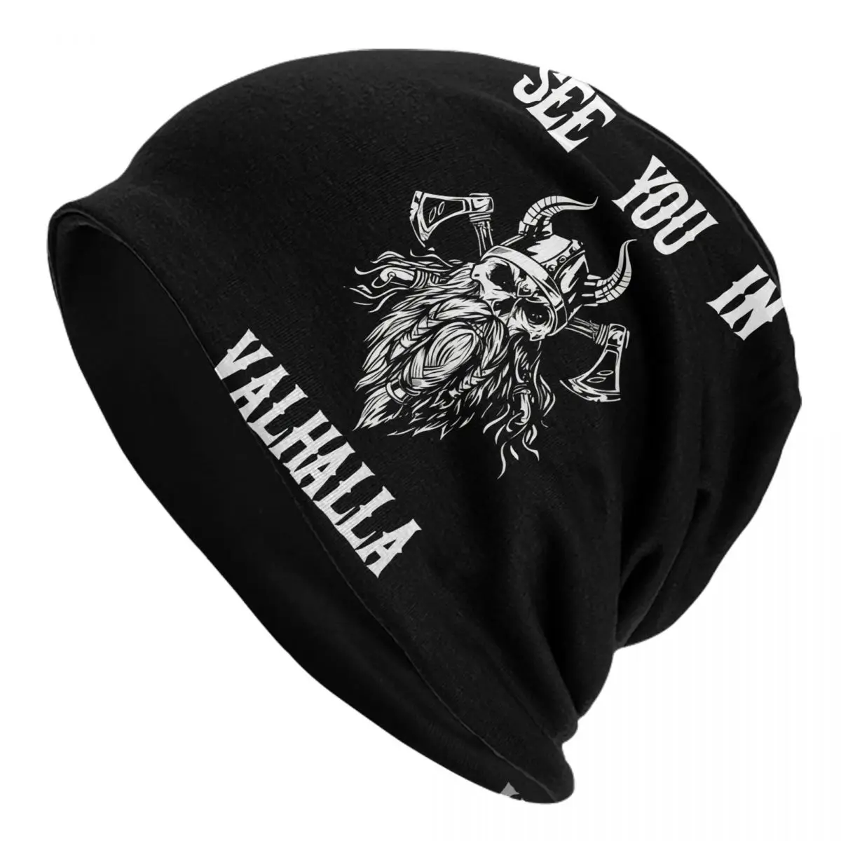 Viking Skullies Beanies Outdoor Hats See You In Valhalla Odin Thin Bonnet Special Caps Men