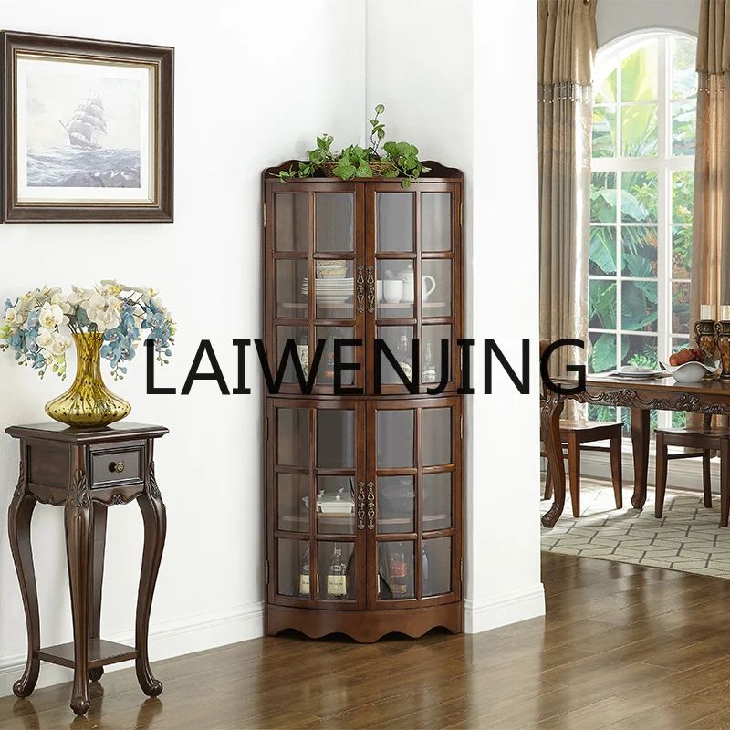 Solid Wood Corner Living Room Triangle Small Wine Cabinet Kitchen Corner Dining Side Wall Corner Tea Storage Cabinet