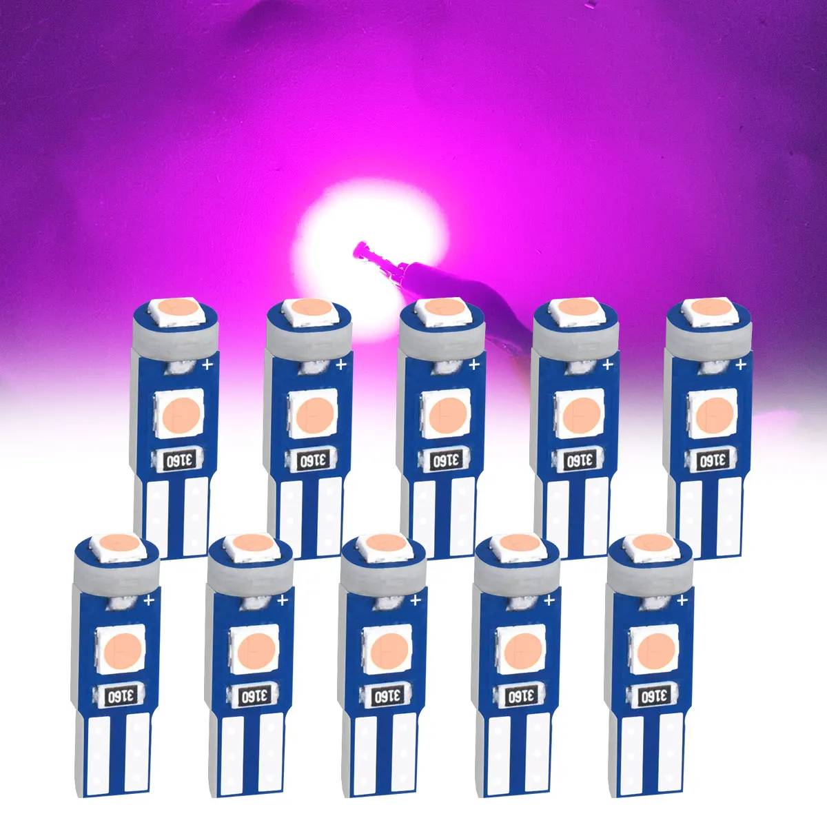Hohe Helligkeit 3030 Chips 10 Stück T5 LED-Birne W3W W1,2W Spielen und Stecker Auto-Innenbeleuchtung Auto-Instrumentenlampe 12V/24V