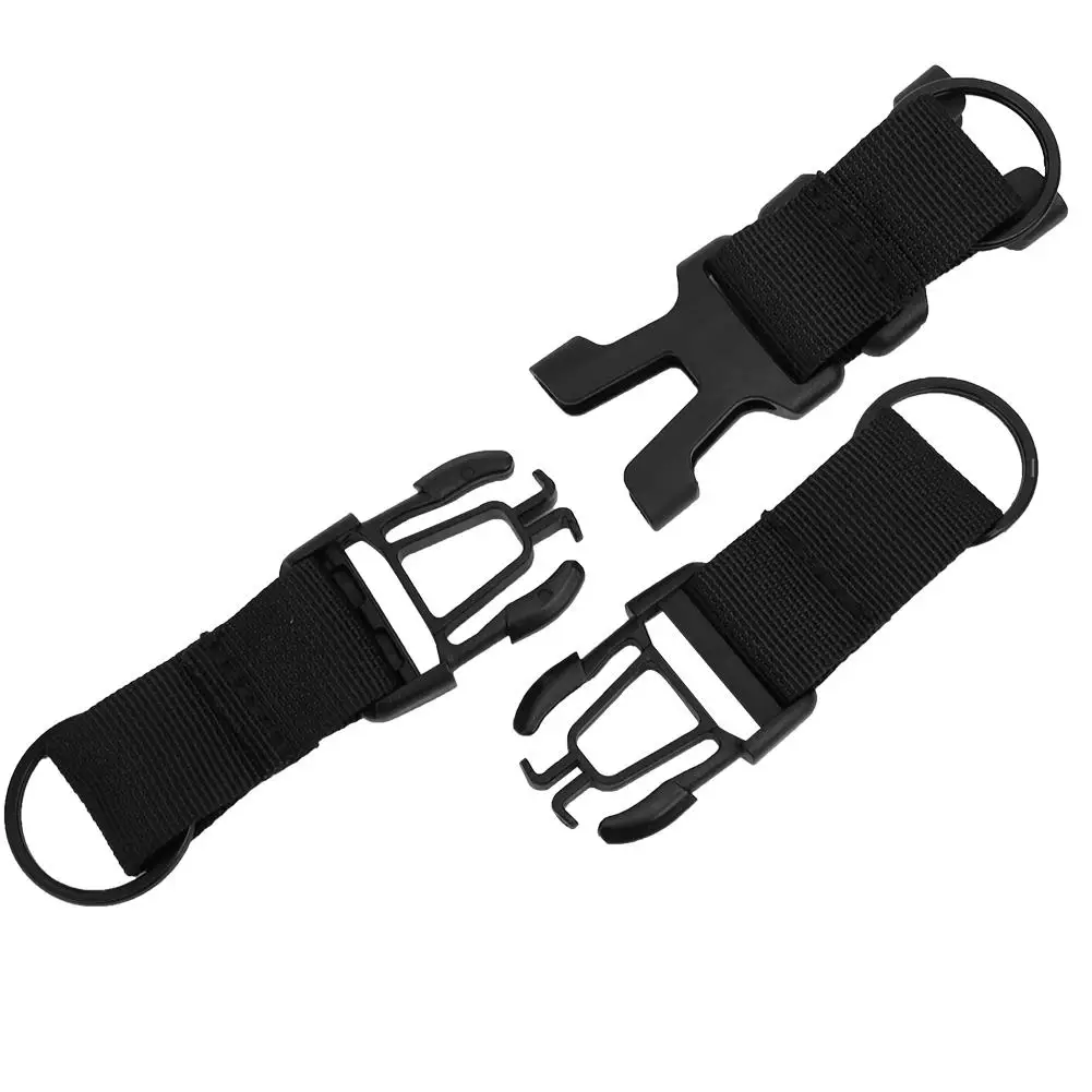 2.5CM Tactical Key Chain - 24CM Thick Nylon Strap Waist Bag Keyring - Black/Kahki for Camping, Climbing & Outdoor Use