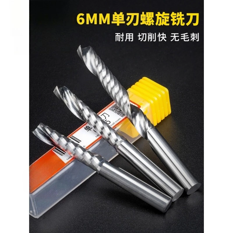 

6mm Single Flute Milling Cutter, CNC Router Bit for Acrylic MDF Wood, Engraving & Cutting Tool
