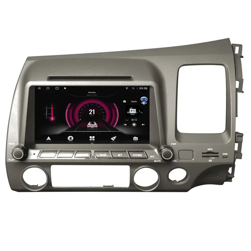 Android 14 Car Radio for Honda Civic RHD 2005 - 2012 Multimedia Player 2 Din Right Hand Drive Navigation GPS Carplay DVD Camera