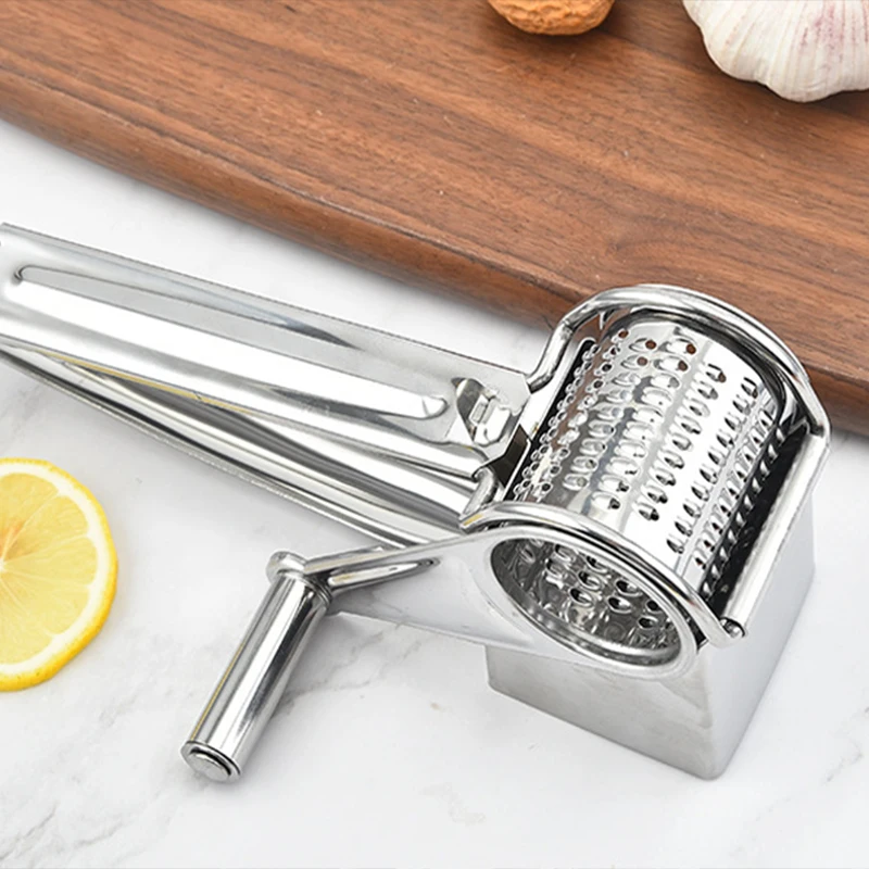 Holaroom Stainless Steel Cheese Slicer Shredder 4 Drums Blades Cheese Cutter Rotary Cheese Grater Butter Cutter Kitchen Gadgets