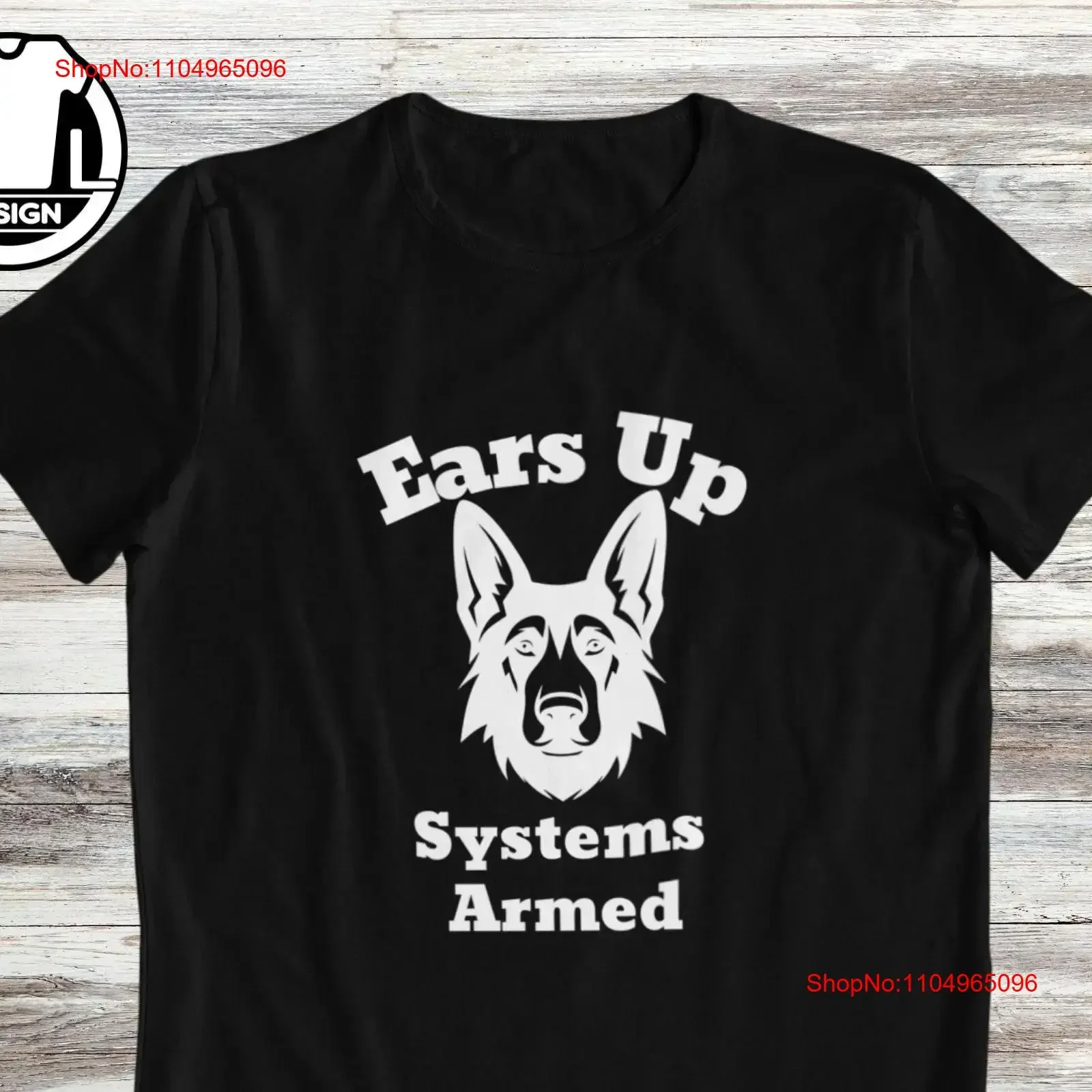 Camisa del propietario del pastor alemán sistemas de orejas perro divertido armado papá T amante de la mamá alsatian vintage Lavado Versátil Unisex Estirado