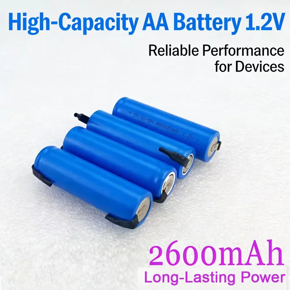 

Original AA Rechargeable Battery 1.2V 2600mah AA NiMH Battery with Solder Pins for DIY Electric Razor toothbrush Toys