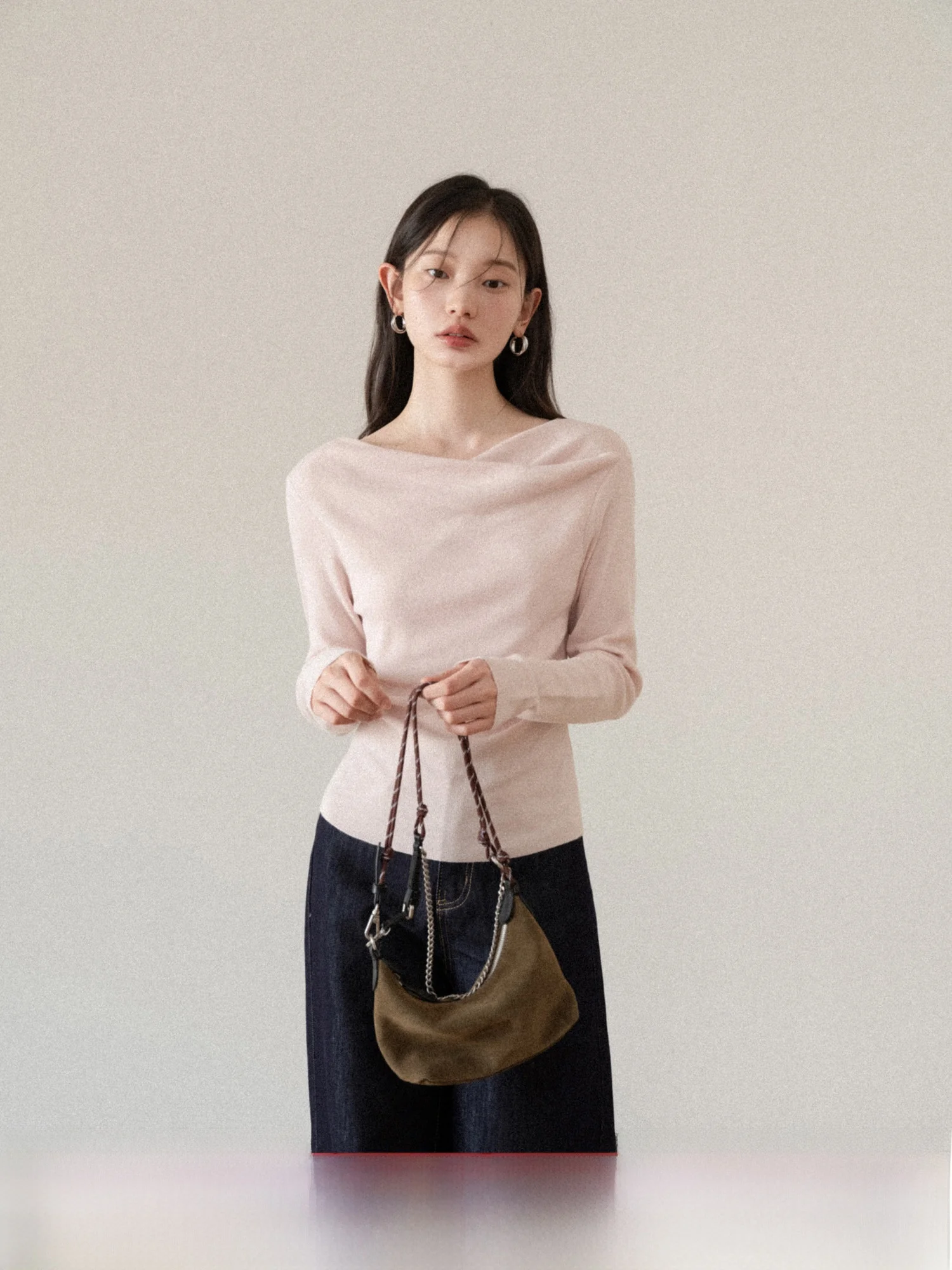 Pink Sweet Knitted Sweater Women's Slim Fit Winter New Design Pure Desire Casual Sle Polyester Acrylic Nylon Wool Blend