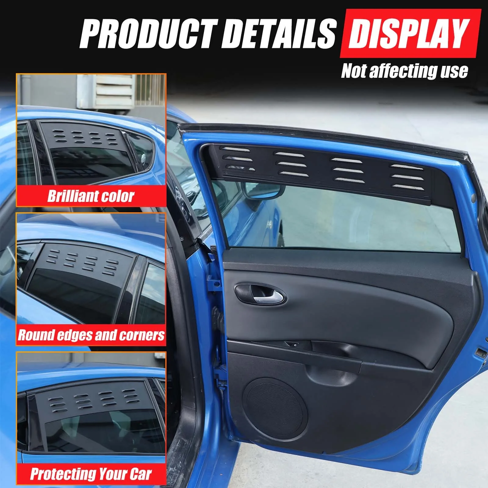 

2PCS Aluminum Alloy Car Rear Window Ventilation Shutters Trim For Seat Leon MK2 1PC 2008-2012 Protector Cover Accessories