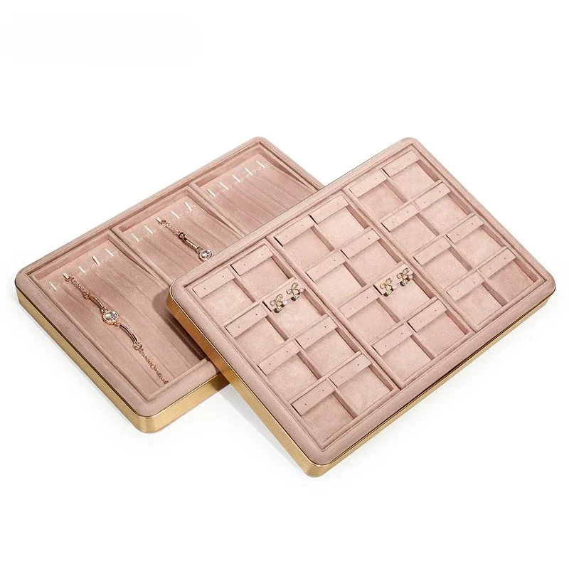 New jewelry display tray Pink metal jewelry display look at the pallets counter jewelry display stand