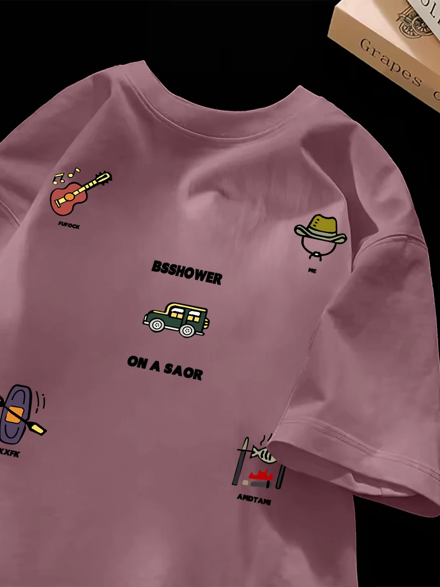 

Loose Short Sleeve T-Shirt Unisex Summer Casual Comfortable Anti-Pilling Big Brand Tagless Fashionable Top for Men And Women