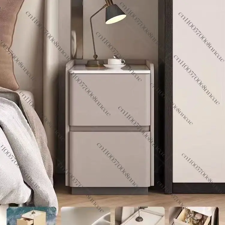 Solid Wood Ultra-Narrow Bedside Table, Light Luxury Slim Nightstand for Small Bedroom & Apartment