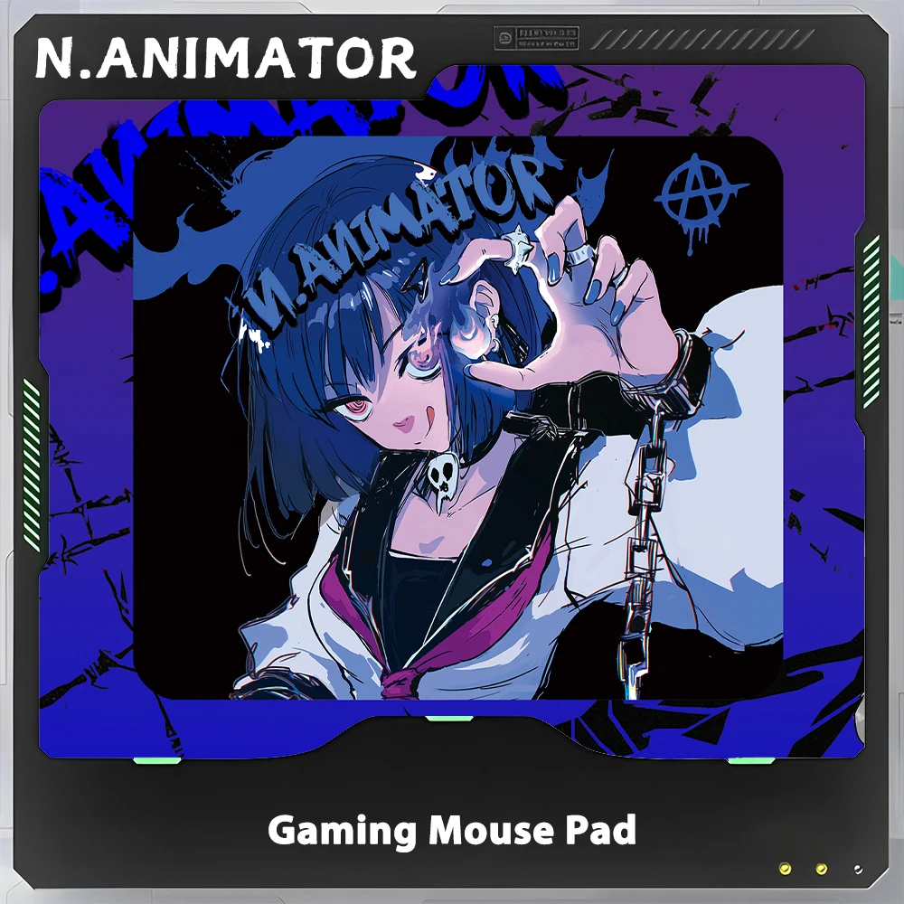 N.ANIMATOR FLAME Glass Gaming Mouse Pad Halo Base Adhesive Smooth Gaming Desk Mat Esports Customized Gaming Accessories Gift