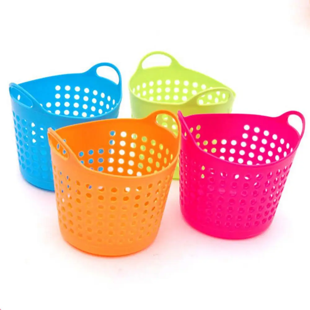 Desktop Storage Basket Portable Mini Plastic Stationery Cosmetic Desk Storage Basket Jewelry Organizer Kitcken Storage Basket