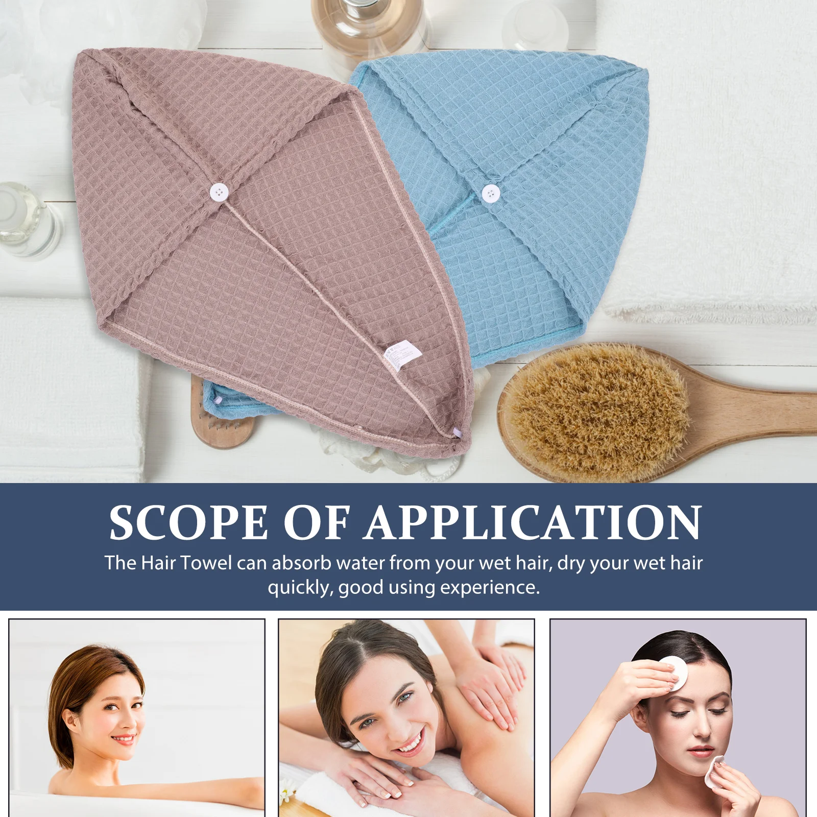 

2pcs Plopping Curly Curly Turban Bath Hat Wrap Towels Drying Drying Towel Wrap Hair Turbans For Wet Hair Towel