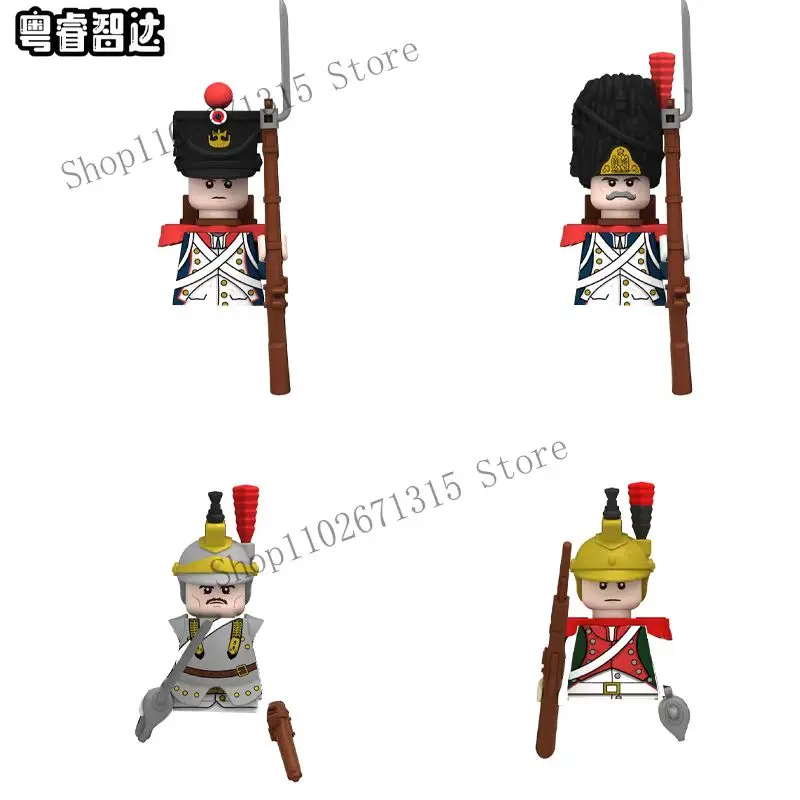 Napoleonic Wars Military Mini Soldiers Building Blocks WW2 Prussia Russia French British Fusilier Rifles Bagpiper Bricks Kid Toy