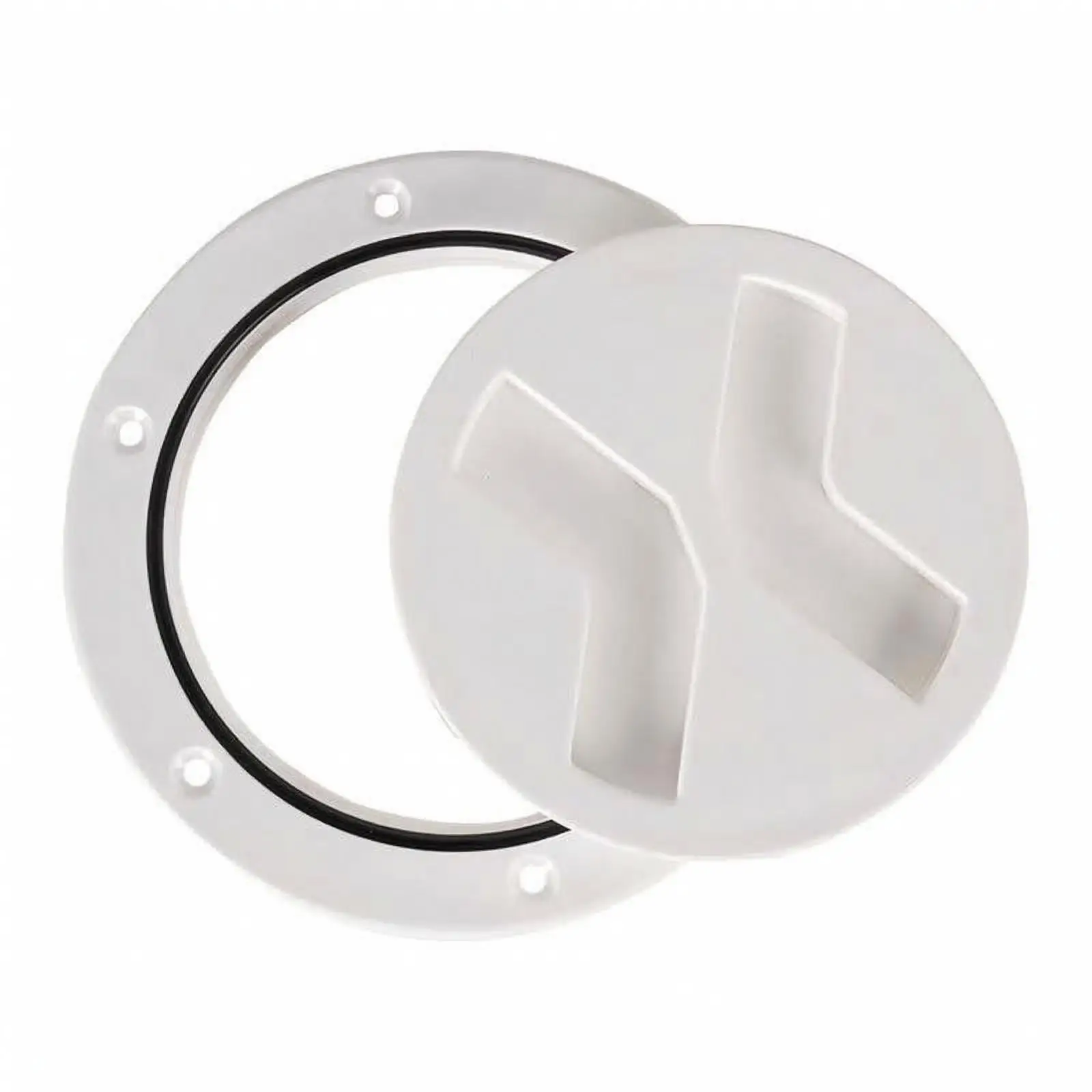 2xWaterproof Boat Inspection Cover , Deck Plate with Twist-Open Face 4-inch White Lid