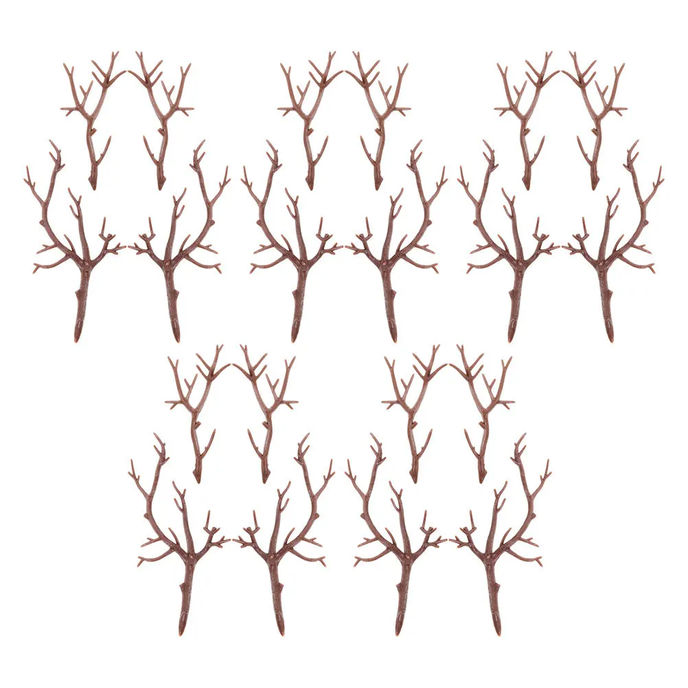 

20pcs Plastic Deer Antler Accessories Artificial Dried Branches For Diy Christmas Snowman Party Decorations Vase Filling Fake