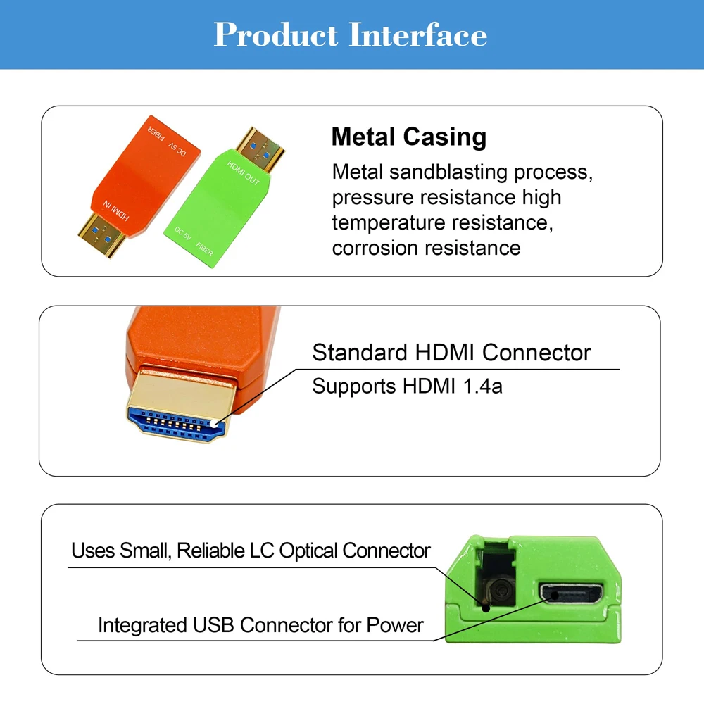 Mini conversor hdmi 4k sobre fibra, extensor de vídeo hdmi sobre multimodo, núcleo único, om3, transceptor de fibra óptica com conector lc